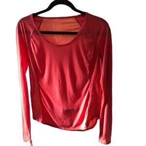 Under Armour Mesh Running Orange Long Sleeve Top Size Small